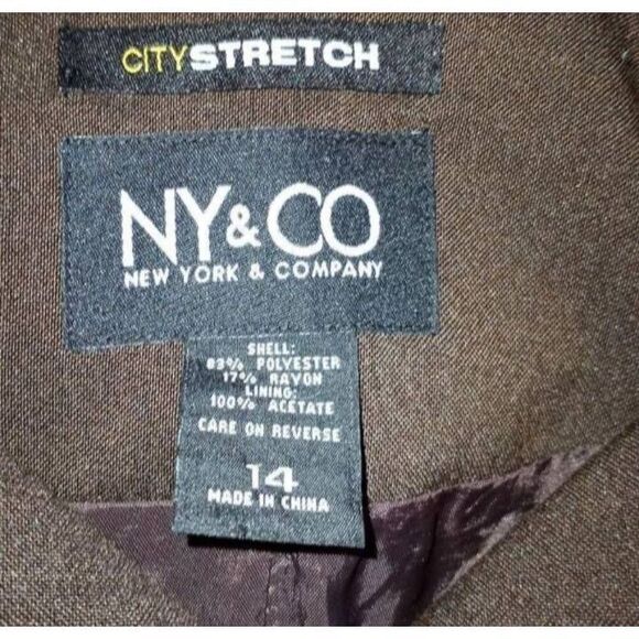 NY&CO BROWN ZIP FRONT BLAZER JACKET SZ.14 EUC. - Picture 5 of 5